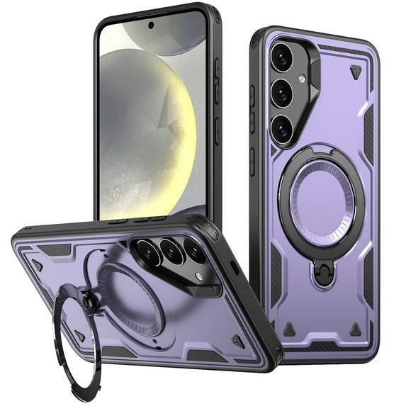 Rugged Phone Case for Galaxy S25 Edge, Military Grade Shockproof Samsung Galaxy S25 Edge Case with Ring Holder, Kickstand, TPU & PC Shell Compatible with MagSafe Galaxy S25 Edge Cover,Purple