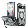 thumbnail image 1 of Rugged Phone Case for Google Pixel 9A with Screen Protection, Military Grade Shockproof Case with Ring Holder, Kickstand, TPU & PC Shell Compatible with MagSafe Google Pixel 9A Cover, Gray, 1 of 5