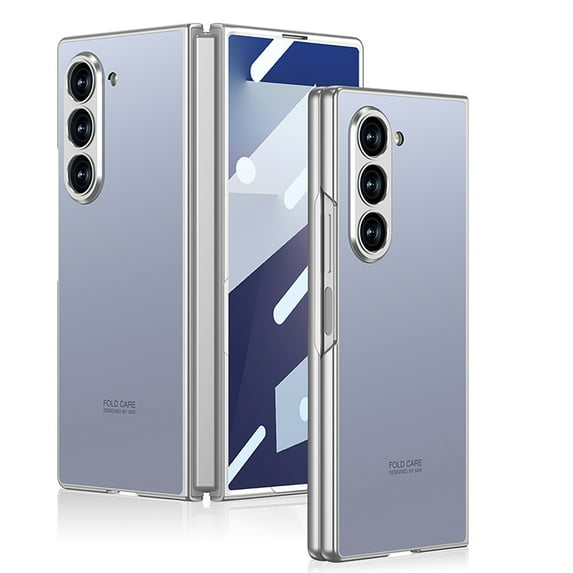 Rugged Phone Case For Samsung Galaxy Z Fold 7,Built-in Tempered Glass Screen Protector,Matte Non-Slip Shockproof Anti-fall Ultra Slim Thin Fit Lightweight Phone Case,Blue