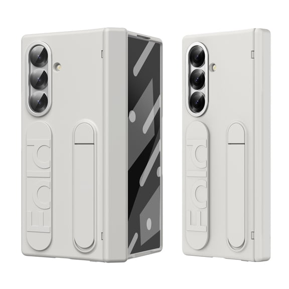 Rugged Phone Case for Samsung Galaxy Z Fold 7, Heavy Duty Shockproof Camera Lens Protection Hand Strap Kickstand Anti-Slip Drop Protective Case Cover for Samsung Galaxy Z Fold 7, White