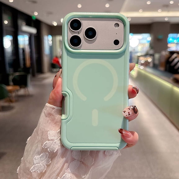 Rugged Phone Case For iPhone 16,Compatible with Mag-Safe,2-in-1 Heavy Duty Shockproof Anti-scratch Anti-fall Drop Protection Cover,PC + TPU Hybrid Durable Phone Case Cover,Jadegreen