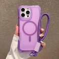 thumbnail image 1 of Rugged Phone Case For iPhone 16,Compatible with Mag-Safe,with Wrist Strap,3-in-1 Heavy Duty Protection,Shockproof Anti-drop Matte translucence Rugged Anti-Scratch Phone Case,Purple, 1 of 10