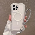 thumbnail image 1 of Rugged Phone Case For iPhone 16 Plus,Compatible with Mag-Safe,with Wrist Strap,3-in-1 Heavy Duty Protection,Shockproof Anti-drop Matte translucence Rugged Anti-Scratch Phone Case,White, 1 of 10