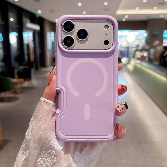 Rugged Phone Case For iPhone 17,Compatible with Mag-Safe,2-in-1 Heavy Duty Shockproof Anti-scratch Anti-fall Drop Protection Cover,PC + TPU Hybrid Durable Phone Case Cover,Lightpurple