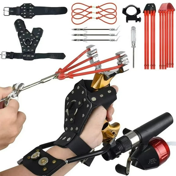 Rugged Professional Hunting Golden Slingshot with Fish Shooting Package Set