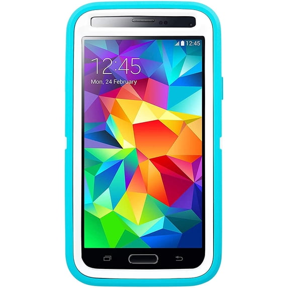 Rugged Protection Otterbox Defender Series Case for Samsung Galaxy S5 - Bulk Packaging - (Aqua Blue/White)