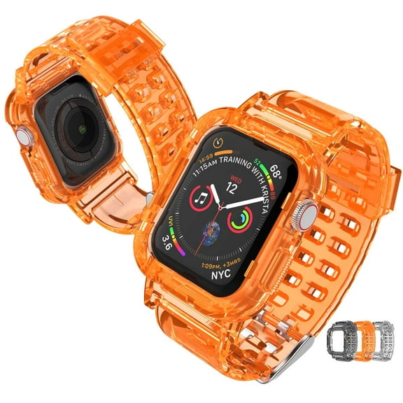 Rugged Protective Bumper Case for Apple Watch 38mm Series SE 7 6 5 4 3 2 1, Njjex Soft TPU Sports iWatch Band Strap for Apple Watch Series 1 2 3 4 5 6 7 SE (38mm) -Orange