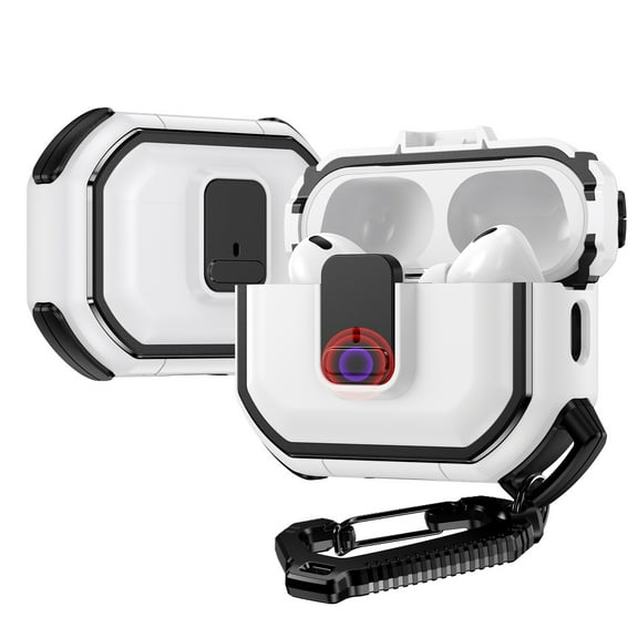 Rugged Protective Case with Secure Lock Clip for AirPods Pro (1st Generation) - White