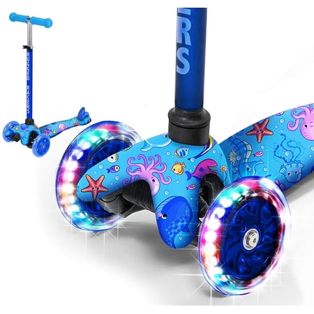 Rugged Racers&nbsp;3 Wheel Kick Scooter for Boys & Girls with LED Lights Sea World
