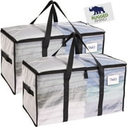 Rugged Rhino Moving Bags, Extra Large 50lb Capacity, Water and Puncture Resistant, 2 Pack Translucent