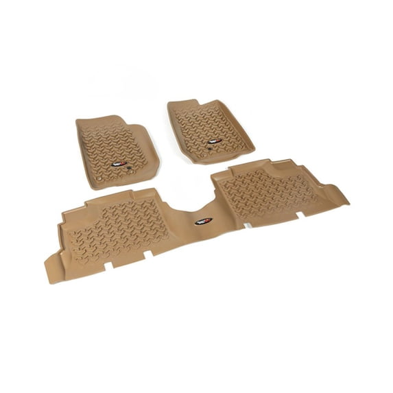 Rugged Ridge 13987.04 Floor Liner, Front/Rear; Tan, 2007-2018 Jeep Wrangler JK 4 Dr