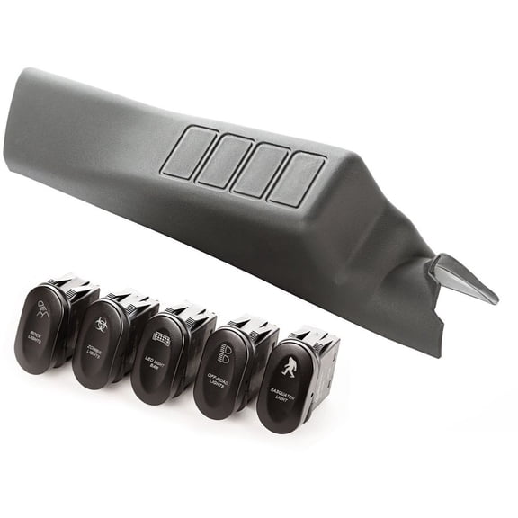Rugged Ridge by RealTruck Switch Pod for Wrangler JK | A-Pillar, 4 Etched Switches, LHD | 17235.71 | Compatible with 2011-2018 Jeep Wrangler JK