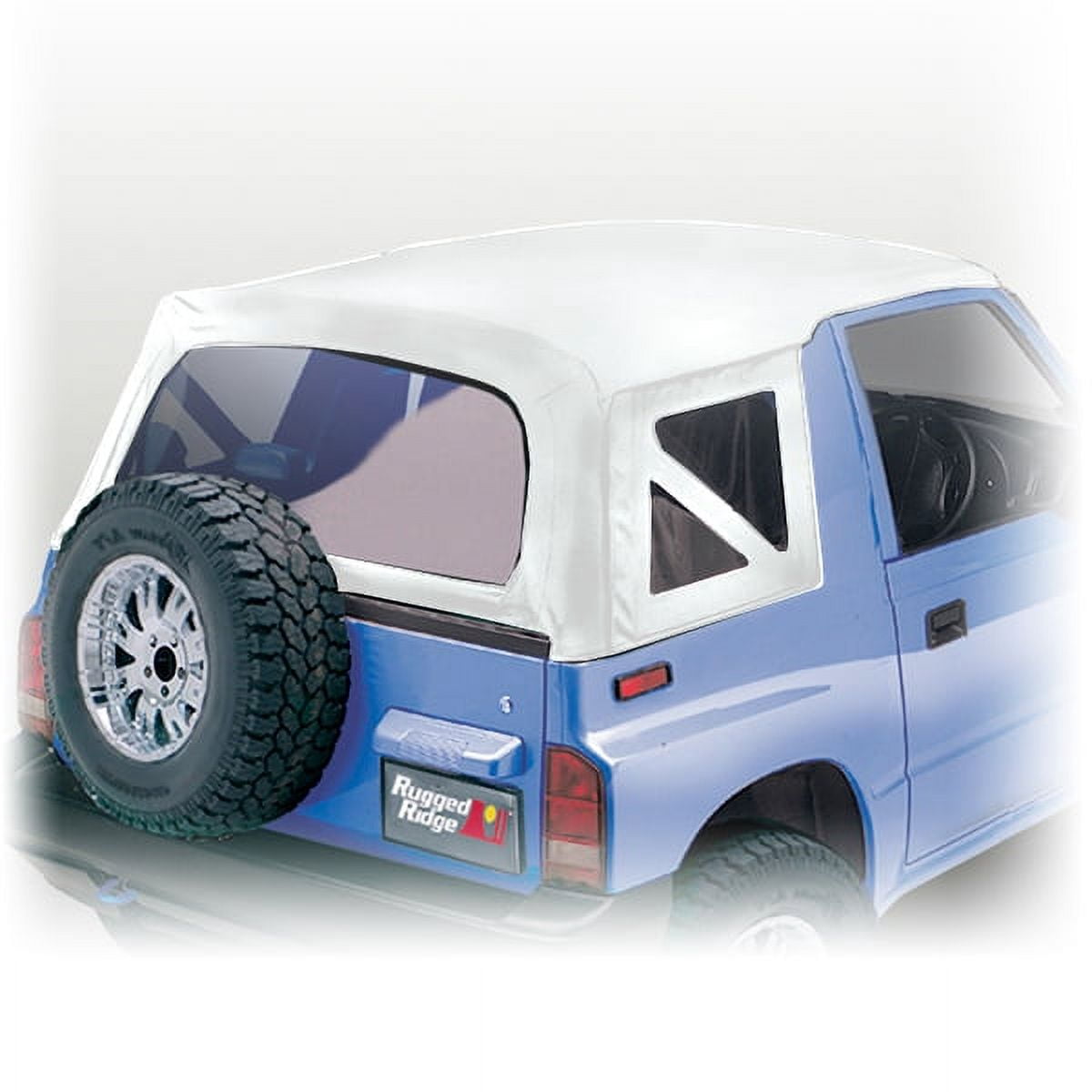 Rugged Ridge 53702.52 Soft Top, White Denim, Clear Windows; 88-94 ...