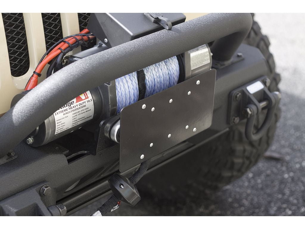 Rugged Ridge License Plate Mounting Hardware; Attaches to Winch Fairlead