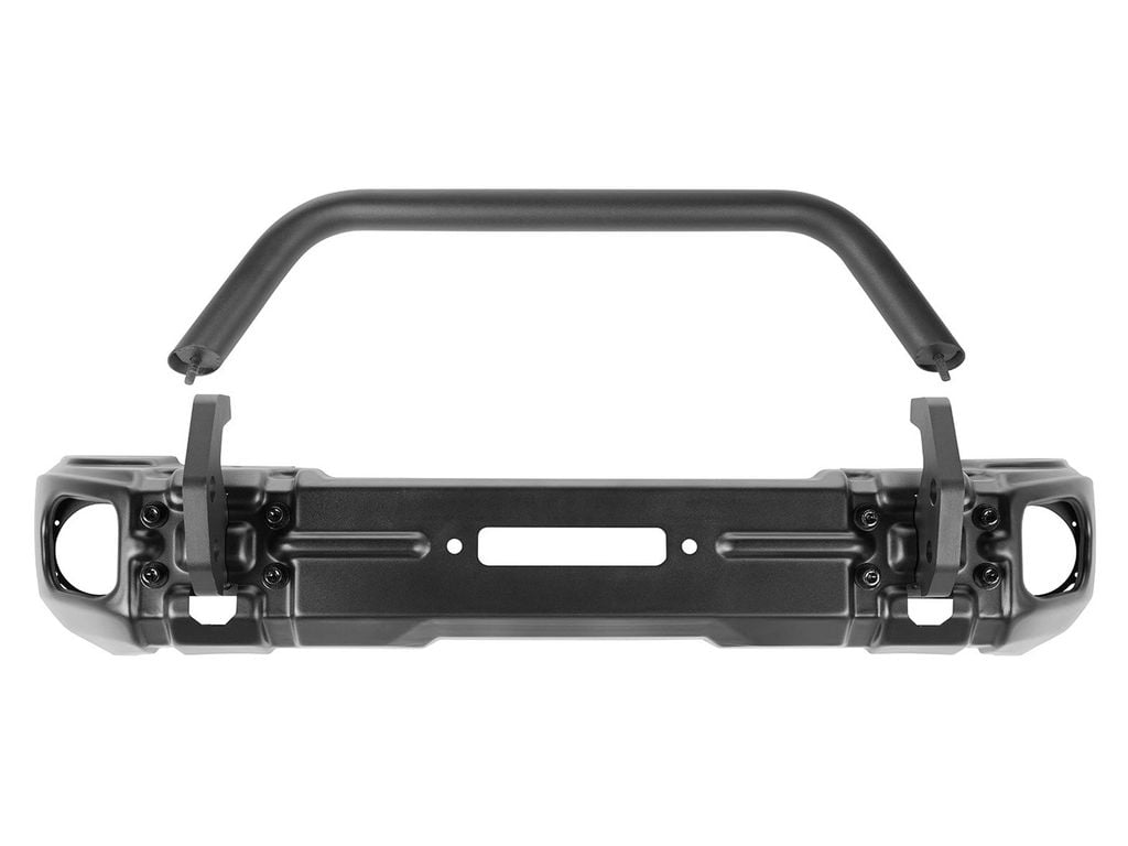 Rugged Ridge by RealTruck Arcus Bumper, Front for Jeep JL/JT|Stubby w/ Tubular Overrider, 11-Gauge Steel, Satin Black|11549.05|Compatible with 2018-2024 Jeep Wrangler JL; 2020-2024 Jeep Gladiator JT