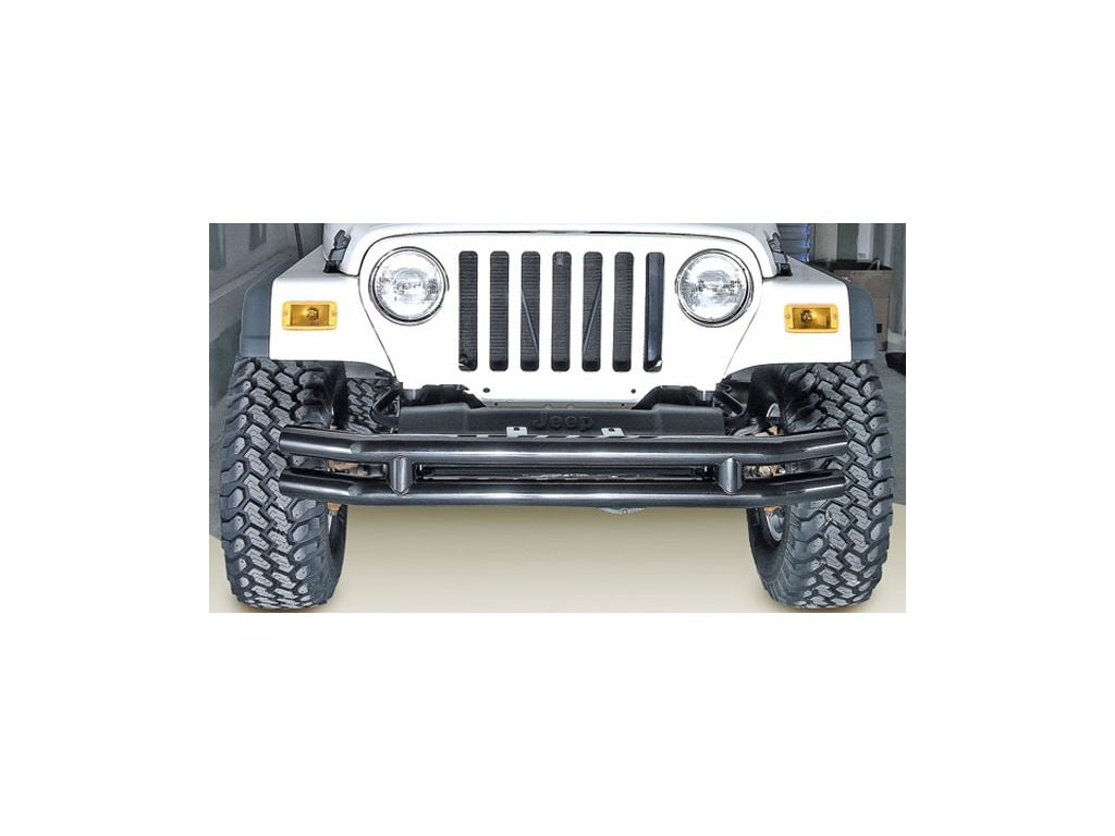 Rugged Ridge by RealTruck Dual Tube Bumper, Front for Jeep CJ/YJ/TJ | Mid-Width, Steel, Black | 11560.02 | Compatible with 1976-1986 Jeep CJ; 1987-2006 Jeep Wrangler YJ/TJ