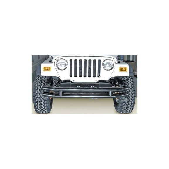 Rugged Ridge by RealTruck Dual Tube Bumper, Front for Jeep CJ/YJ/TJ | Mid-Width, Steel, Black | 11560.02 | Compatible with 1976-1986 Jeep CJ; 1987-2006 Jeep Wrangler YJ/TJ