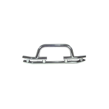 Rugged Ridge by RealTruck Dual Tube Bumper, Front for Jeep CJ/YJ/TJ|Mid-Width w/ Hoop, Winch Ready, Steel, Stainless Steel|11563.03|Compatible with 1976-1986 Jeep CJ; 1987-2006 Jeep Wrangler YJ/TJ