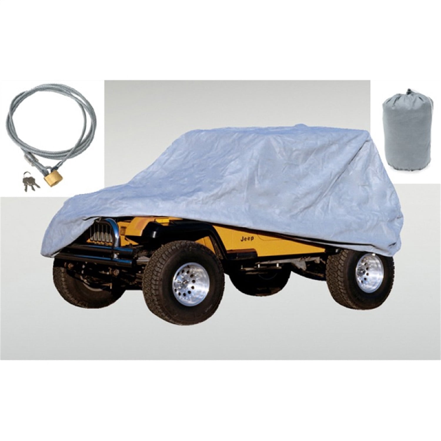 Waterproof Silver Car Cover With Zipper For Jeep Wrangler 2 Door (87-21 CJ, YJ, TJ, JK)