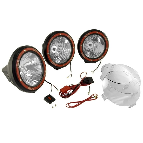Rugged Ridge by RealTruck Off-Road Lights w/ Wiring Harness | Set of 3, 7" Diameter, Round, HID Bulbs | 15205.63 | Compatible with 1999-2024 Jeep Universal