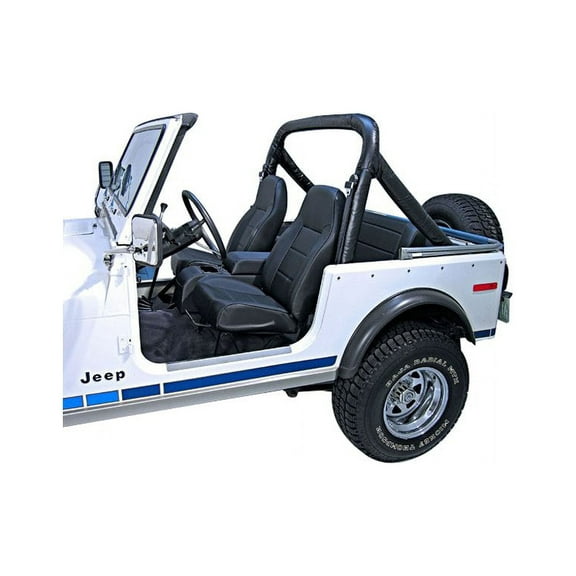 Rugged Ridge by RealTruck Seat for Jeep CJ/Wrangler YJ/TJ | Front, High-Back, No-Recline, Black Denim | 13401.15 | Compatible with 1976-2002 Jeep CJ & Wrangler YJ/TJ