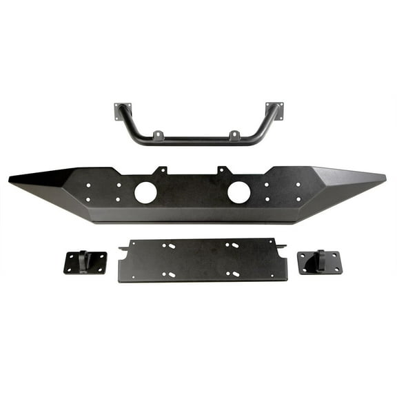 Rugged Ridge by RealTruck Spartan Bumper, Front for Jeep JL/JT|Full-Width w/ High-Clearance Ends & Overrider, Steel, Textured Black Compatible with 2018-2024 Jeep Wrangler JL; 2020-2024 Gladiator JT