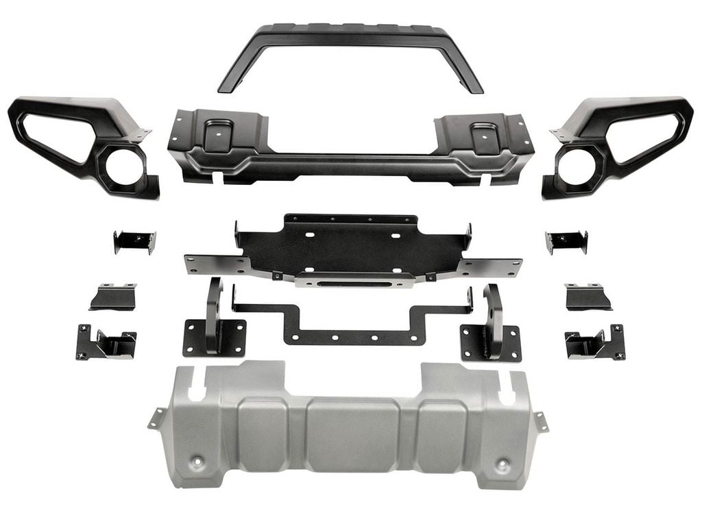 Rugged Ridge by RealTruck Venator Bumper, Front for Jeep JL/JT|Full Width w/ Overrider & Winch Tray, Steel, Satin Black|11549.41|Compatible with 2018-2024 Jeep Wrangler JL; 2020-2024 Jeep Gladiator JT