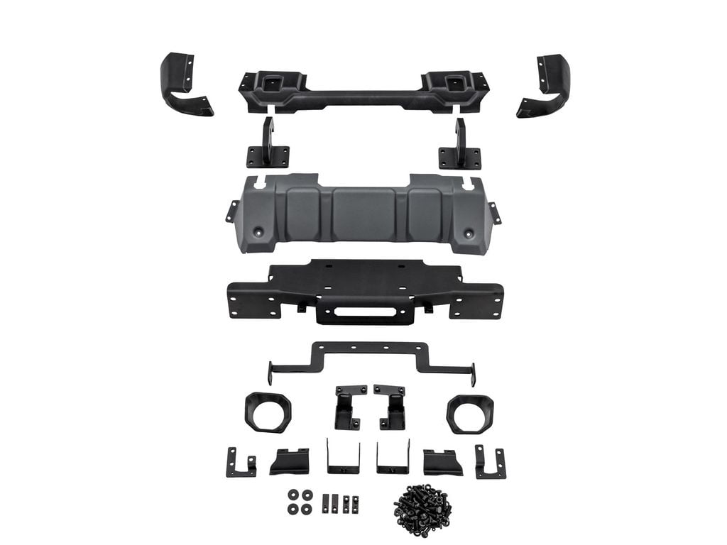 Rugged Ridge by RealTruck Venator Bumper, Front for Jeep JL/JT | Stubby w/ Winch Tray, Steel, Satin Black | 11549.44 | Compatible with 2018-2024 Jeep Wrangler JL; 2020-2024 Jeep Gladiator JT
