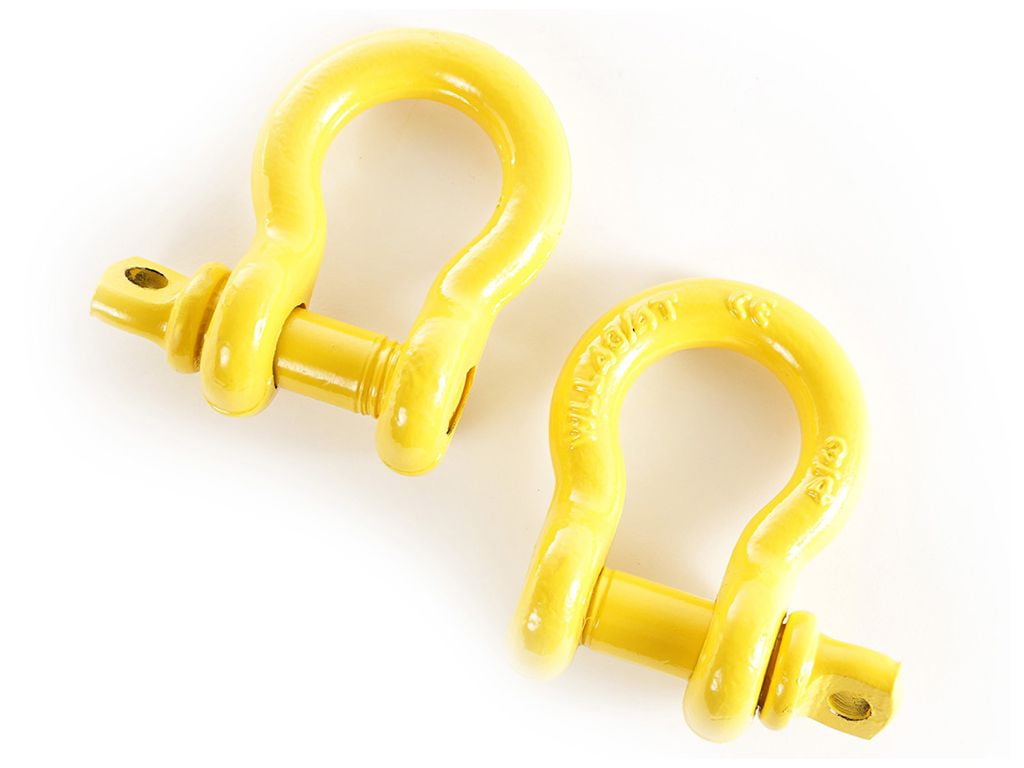 Rugged Ridge by RealTruck D-Ring Shackles | 3/4", Yellow, Pair | 11235.15