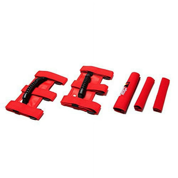Rugged Ridge by RealTruck | 13505.17 Grab Handle Cover Kit, Red; 1997-2006 Jeep Wrangler TJ Compatible with Select: 1997-2006 Jeep Wrangler / TJ