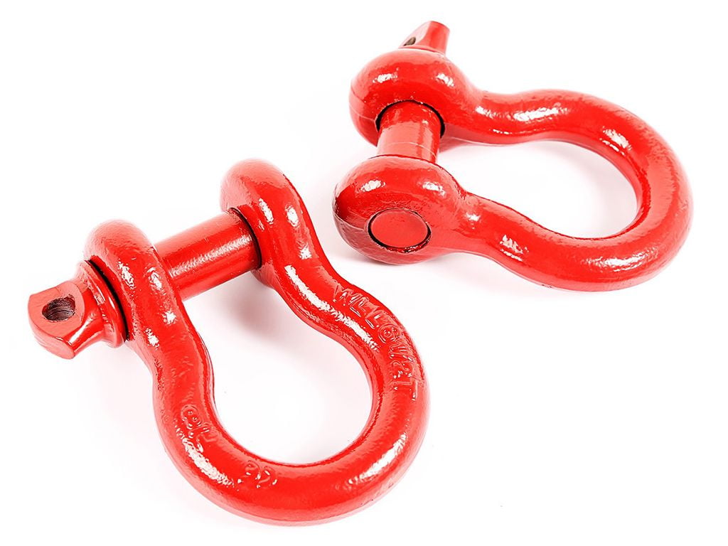Rugged Ridge by RealTruck D-Ring Shackle Kit | 7/8", Red, Steel, Pair | 11235.13