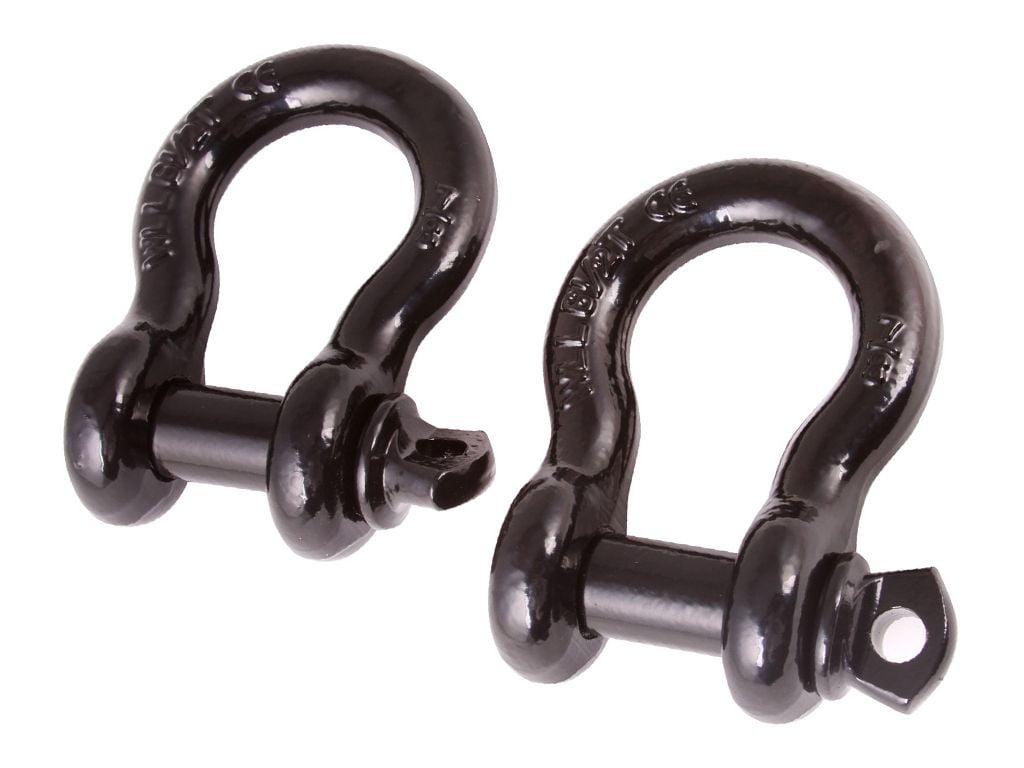 Rugged Ridge by RealTruck D-Ring Shackle Kit | D-Ring Shackle Kit, 1", Black, Steel, Pair | 11235.06