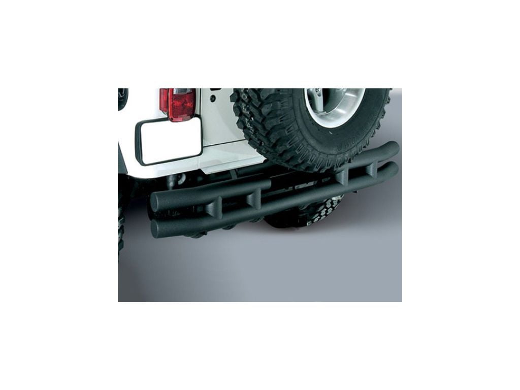 Rugged Ridge by RealTruck Dual Tube Bumper, Rear for Jeep CJ | Mid-Width, Steel, Textured Black | 11571.01 | Compatible with 1955-1986 Jeep CJ