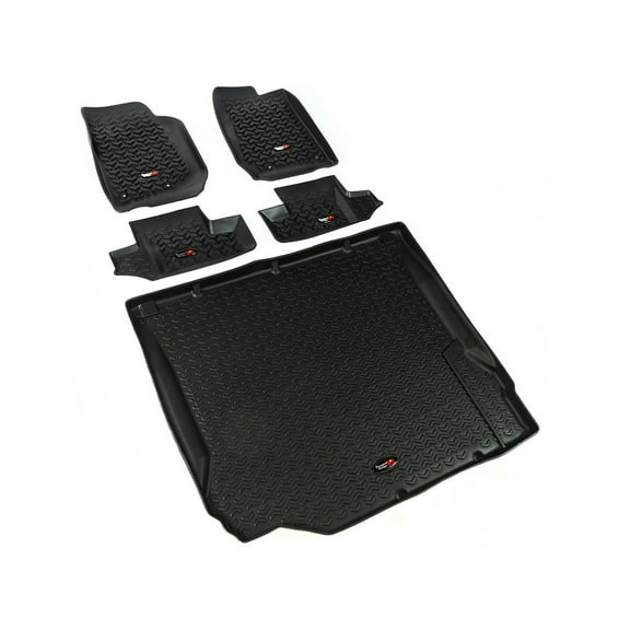 Rugged Ridge by RealTruck Floor Liners for Wrangler JK 2-Door | Front/Rear/Cargo | 12988.02 | Compatible with 2007-2010 Jeep Wrangler JK 2-Door