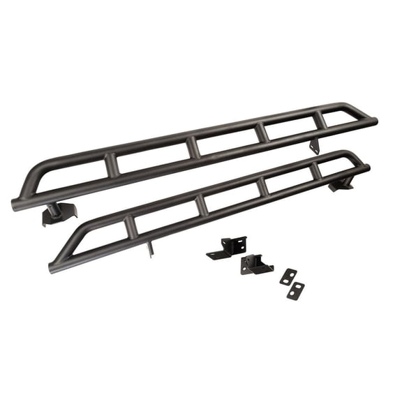 Rugged Ridge by RealTruck RRC Rocker Guards for Wrangler JLU 4-Door | Satin Black | 11504.36 | Compatible with 2018-2024 Jeep Wrangler JLU 4-Door