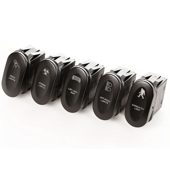 Rugged Ridge 17235.12 Rocker Switch, 2-Position, Etched, Set of 5