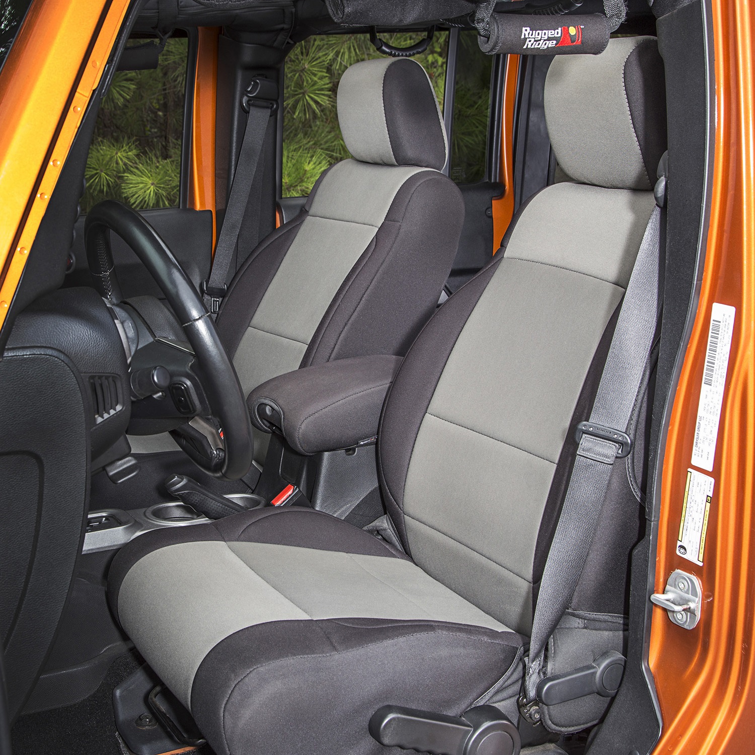 Rugged Ridge by RealTruck Seat Covers for Wrangler JK 2-Door | Front/Rear, Black/Gray | 13296.09 | Compatible with 2011-2018 Jeep Wrangler JK 2-Door