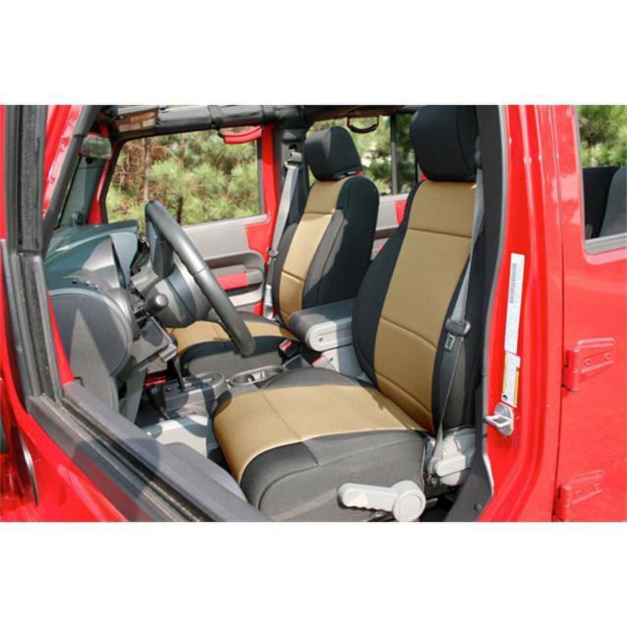 Rugged Ridge by RealTruck Seat Covers for Wrangler JK 2-Door | Front/Rear, Black/Tan | 13296.04 | Compatible with 2011-2018 Jeep Wrangler JK 2-Door