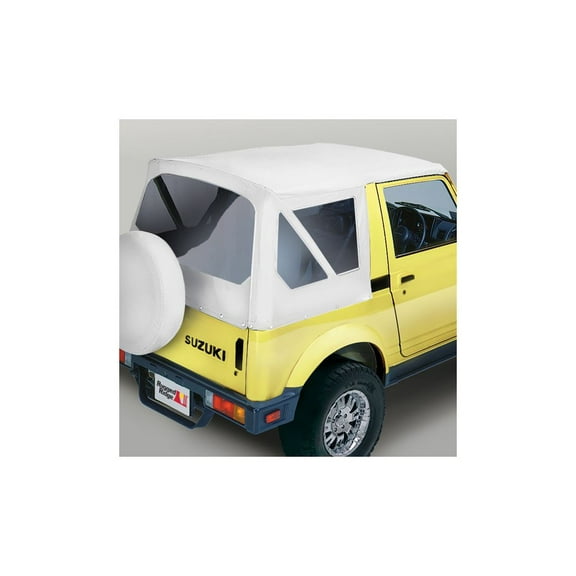 Rugged Ridge by RealTruck Soft Top for Suzuki Samurai | White Denim, Clear Windows | 53701.52 | Compatible with 1986-1995 Suzuki Samurai
