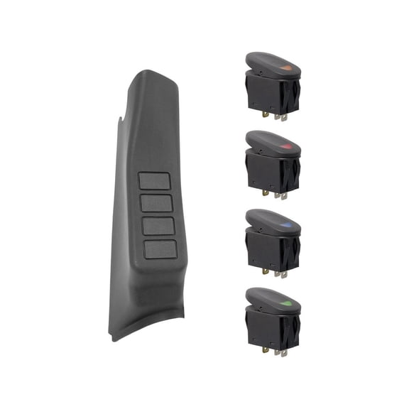 Rugged Ridge by RealTruck Switch Pod for Wrangler JK | A-Pillar, 4 Switches, Black, RHD | 17235.87 | Compatible with 2007-2010 Jeep Wrangler JK