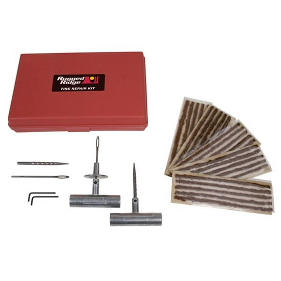 Rugged Ridge by RealTruck Tire Repair Kit | 2 Handles, Reamers, Needles, Allen Head Wrenches, 25 Tire Plugs | 15104.51