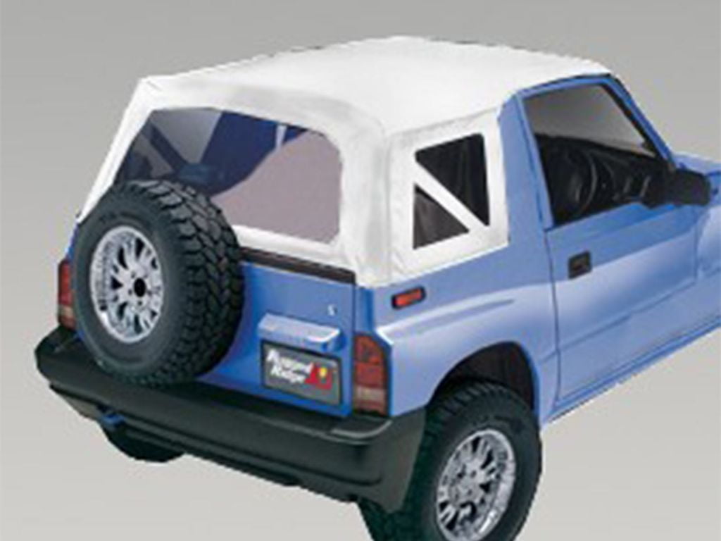 Rugged Ridge by RealTruck XHD Soft Top for Suzuki Sidekick | White Denim, Clear | 53722.52 | Compatible with 1988-1994 Suzuki Sidekick & Geo Tracker