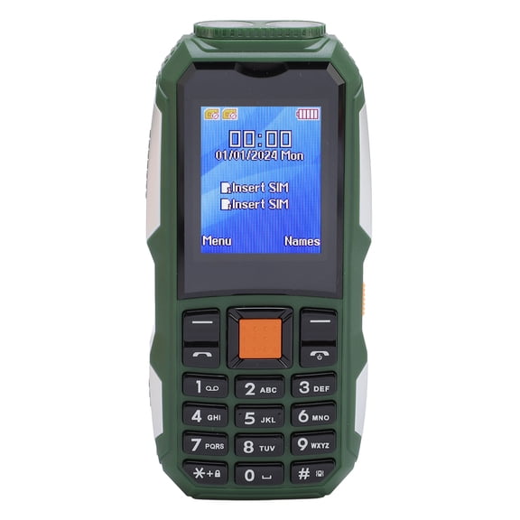 Rugged Senior Cell Phone 1.77 Inch Dual SIM 2G Unlocked Mobile Phone with 4800mAh Battery Side Key Flashlight and Large Buttons for Elderly Adults, Green