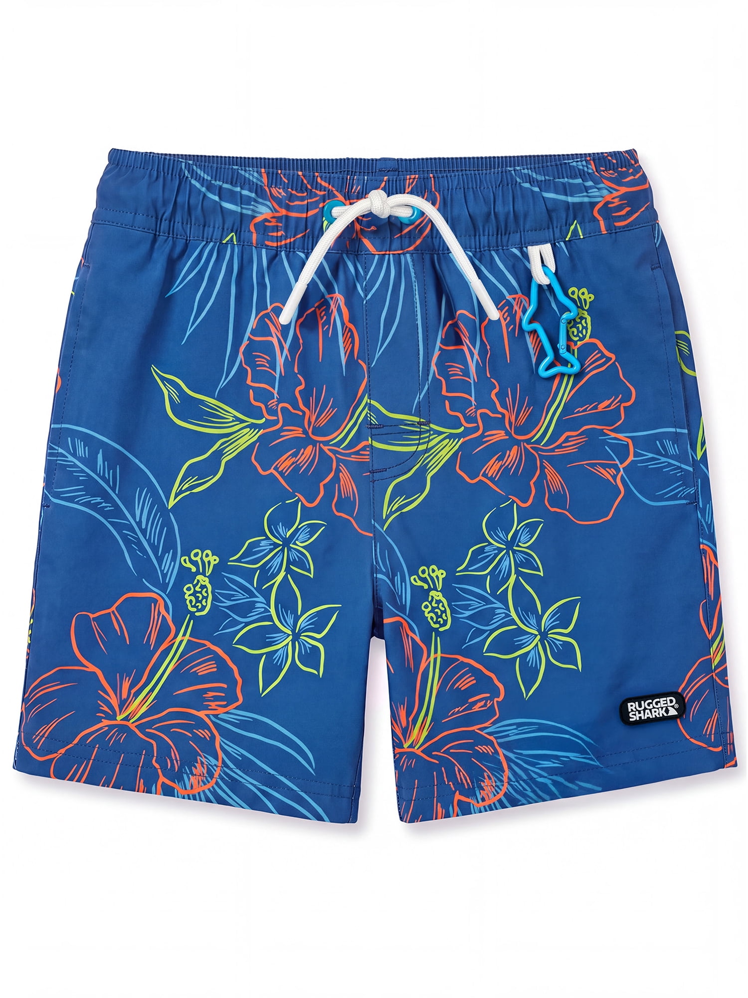 Rugged Shark Boys 6" Inseam Swim Trunks, Sizes 4-16