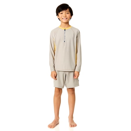 Rugged Shark Boys Long Sleeve Half Zip Rash Guard, Sizes 4-16