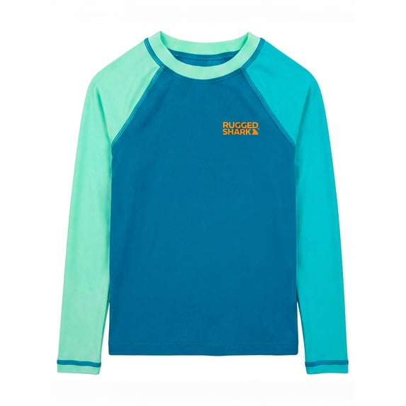 Rugged Shark Boys Long Sleeve Half Zip Rash Guard, Sizes 4-16
