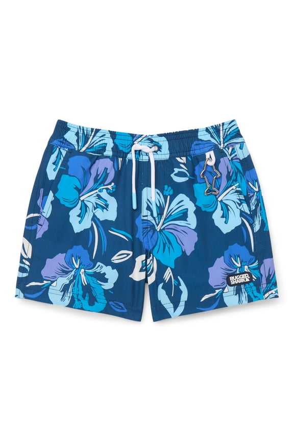 Boys Print Swim Trunks with Key Chain, 6" Inseam, Sizes 4/5-18