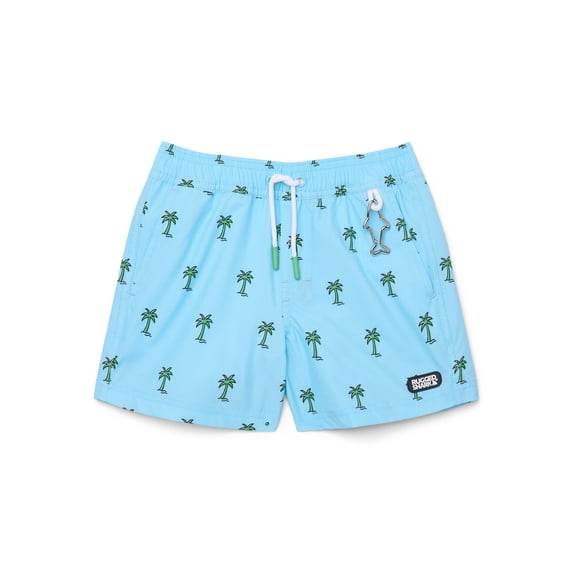 Rugged Shark Boys Print Swim Trunks with Key Chain, 6" Inseam, Sizes 4/5-18