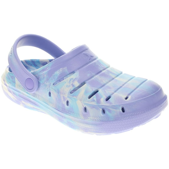 Rugged Shark Molded Clog for Girls, Lightweight EVA Clog with Swivel Ankle Strap, Purple/Blue, Youth 2