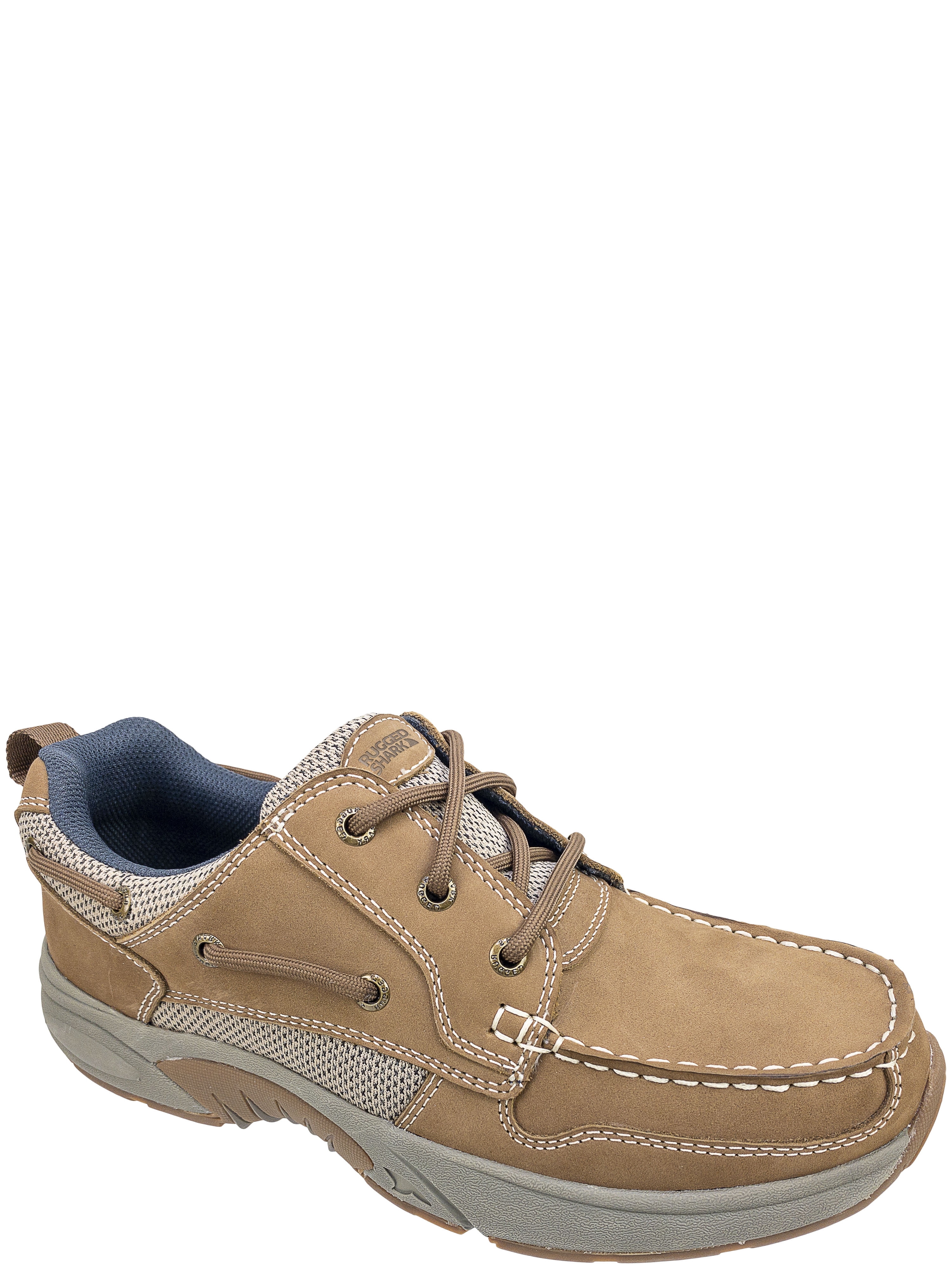 Rugged Shark Men s AXIS Boat Shoe Premium Leather Comfort Footbed Tan Men s Size 12 Wide Walmart